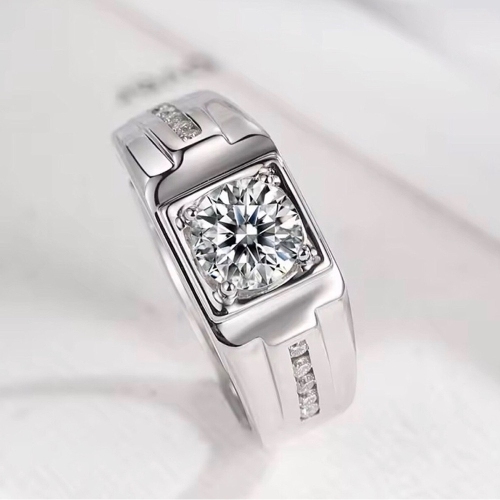 Men's Classic Solitaire CZ Ring in Sterling Silver